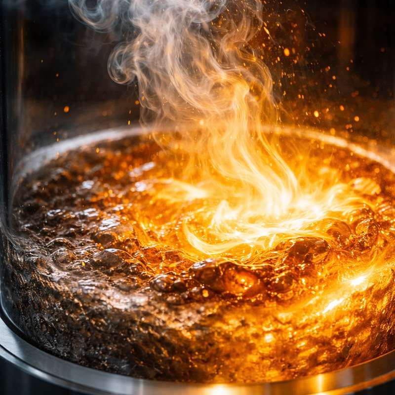 Transmutation du plomb en or dans un creuset alchimique