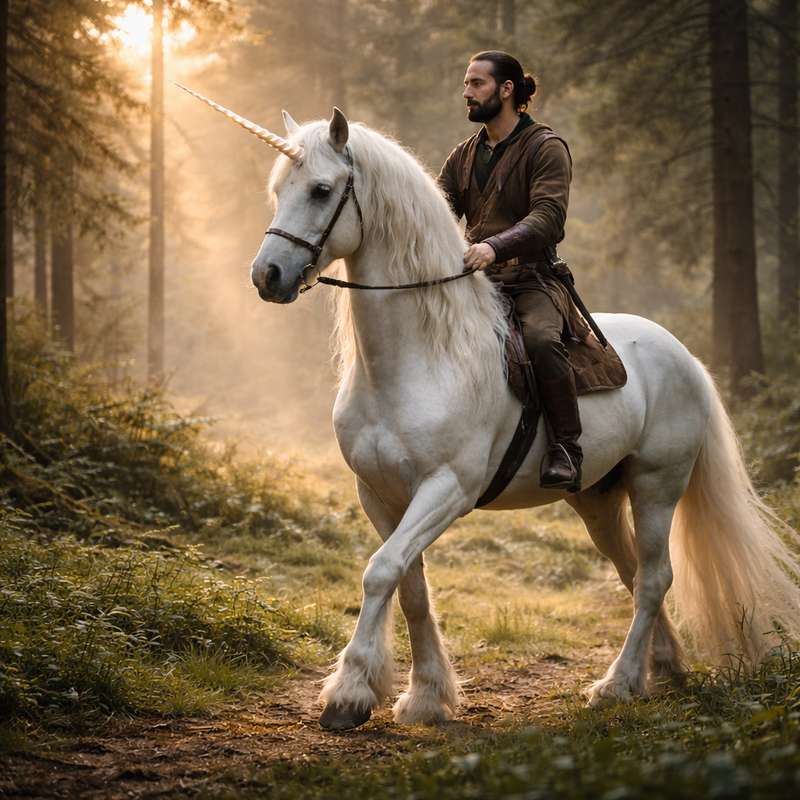 Entraînement d'une licorne avec son cavalier
