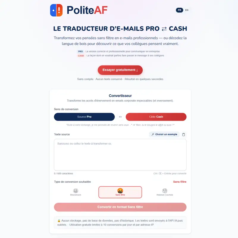 PoliteAF.app website